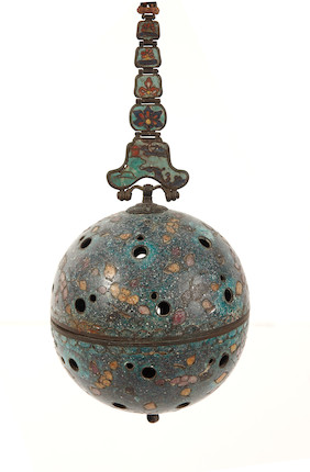 Bonhams : A Chinese cloisonne enamel spherical incense burner Possibly ...