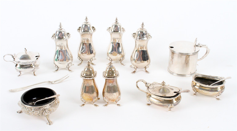 Bonhams : A collection of silver condiments