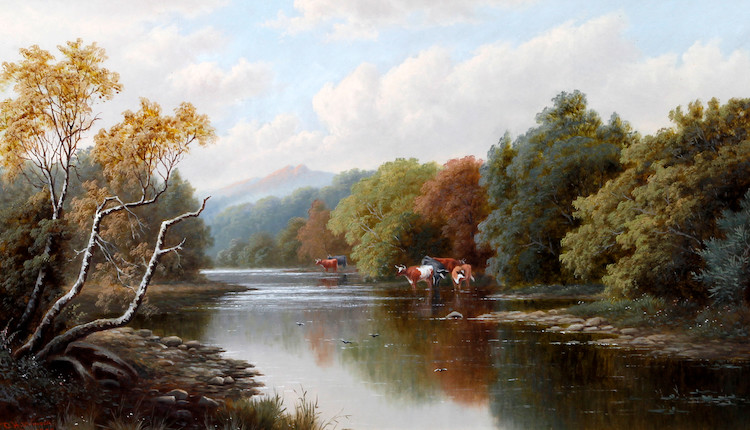 David Horatio Winder (British, 1855-1933) 'On the Dart Devon' image 1