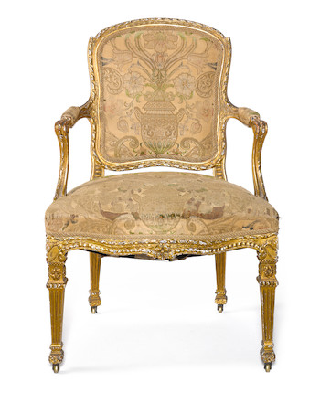 Bonhams : A George III carved giltwood open armchair in the manner of ...