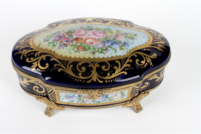 Bonhams : A Limoges large oval gilt metal mounted casket and cover