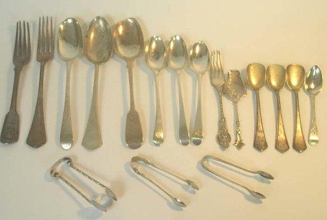 Bonhams : A quantity of silver flatware, various makers and dates, (Qty)