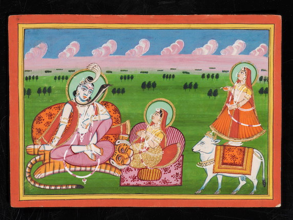 Bonhams : Radha and Krishna enthroned with two attendants Jaipur, circa ...