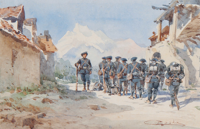 Bonhams : Emmanuel Costa (French, 1833-1921) Halte de Chasseurs Alpins