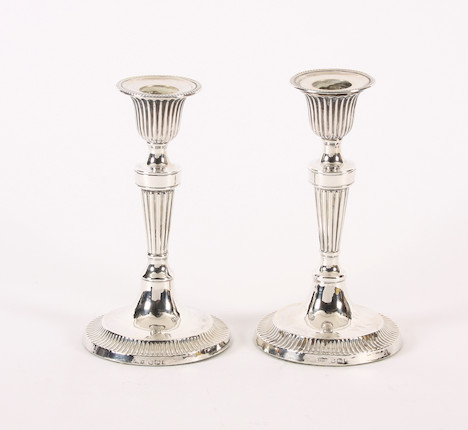 Bonhams : A pair of late Victorian silver candlesticks By James Dixon ...