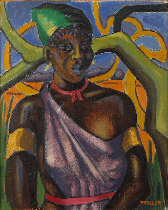 Bonhams : Alexis Preller (South African, 1911-1975) Native study