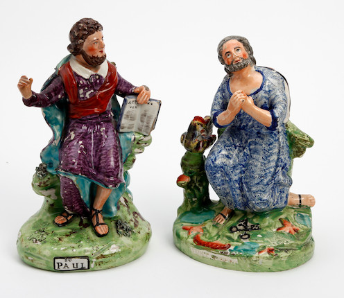 Bonhams : A Staffordshire Walton figure of St. Paul, early 19th century