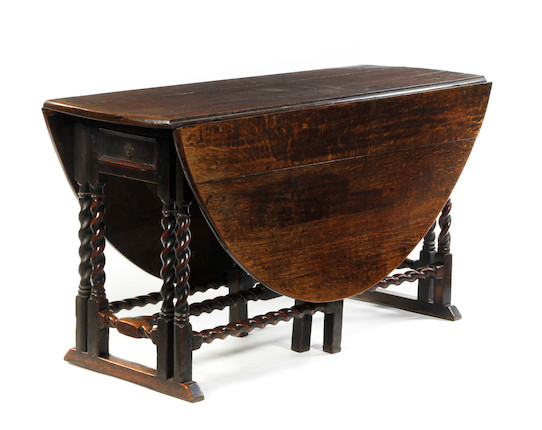 Bonhams : A rare Charles II oak double-action gateleg table With a rare ...