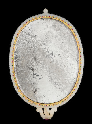 A Mughal gem-set gold-mounted jade Mirror Northern India, 18th Century image 2