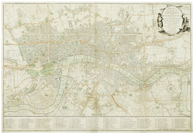 Bonhams : LONDON Bowles's New One-Sheet Plan of the Cities of London ...