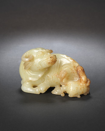 Bonhams : A jade recumbent 'buffalo and mythical beast' carving Song to ...