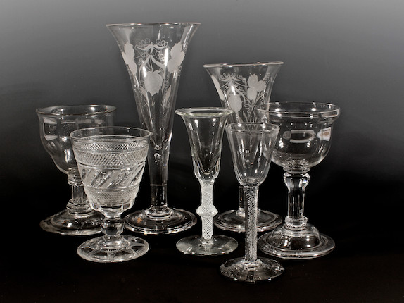 Bonhams : A group of seven glasses, 18th century and later