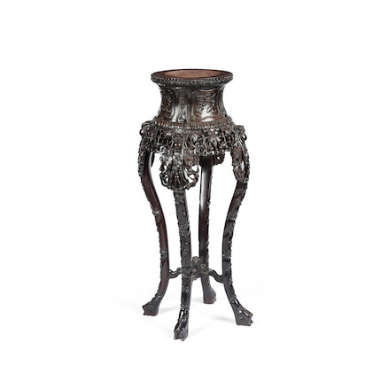 Bonhams : An unusual tall hardwood jardinière stand 19th century