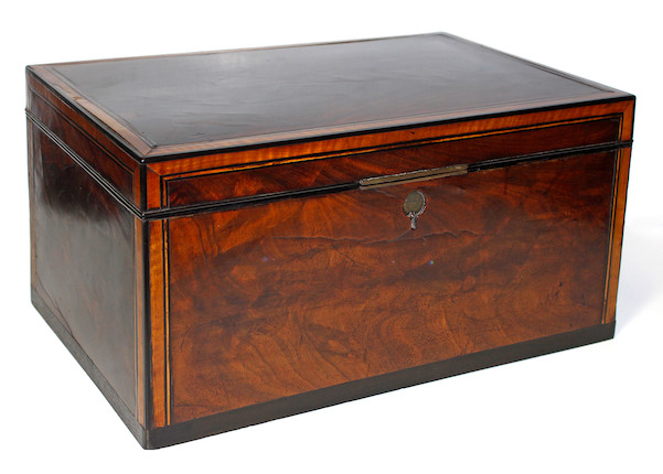 Bonhams : A 19th century mahogany and satin wood secretaire box