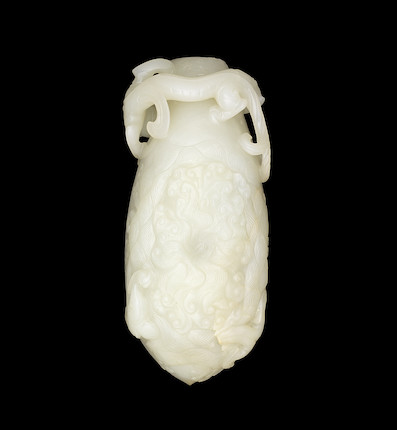 Bonhams : A rare white jade pouring vessel, yi 18th century, seal mark ...