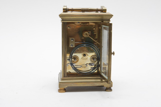 Bonhams : A late Victorian repeating brass carriage clock Inscribed Jas ...