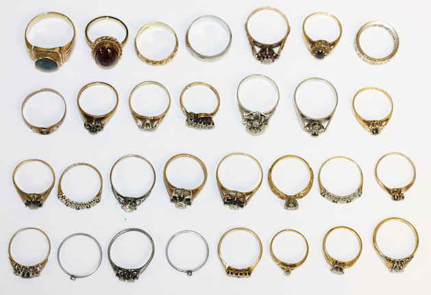 Bonhams : A collection of vari gem-set dress rings, (27)