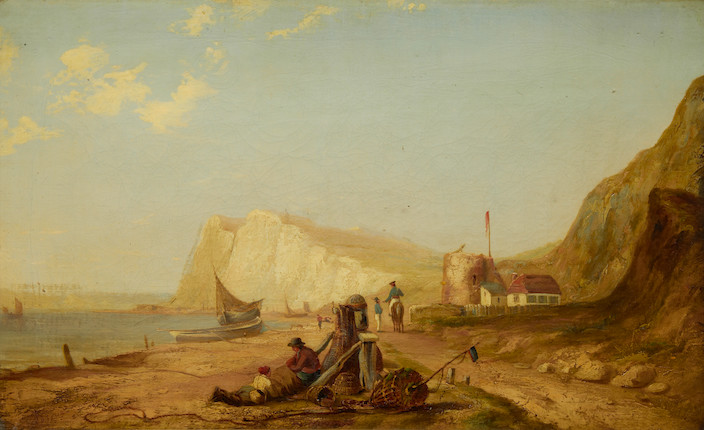 Bonhams : James Baker Pyne (British, 1800-1870) View of a fishing village