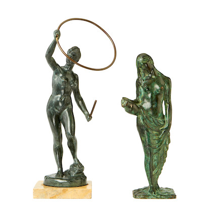Bonhams : Two early 20th century bronze figures of nudes