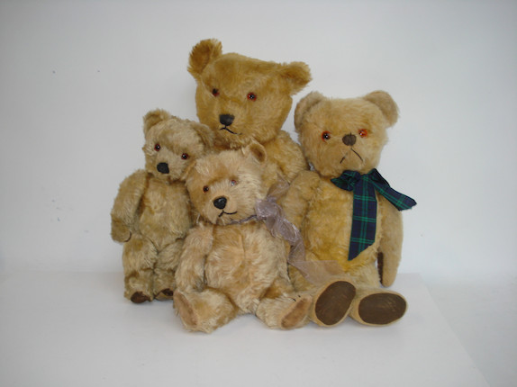 Bonhams : Four English Teddy Bears, 1950s