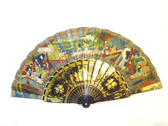 Bonhams : Two lacquer folding fans, and another lacquer brisé fan Mid ...