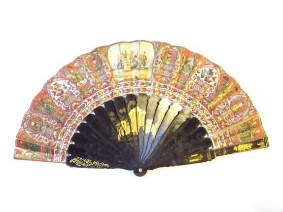 Bonhams : Two lacquer folding fans, and another lacquer brisé fan Mid ...