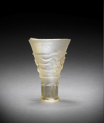 Bonhams : A relief-cut glass Bottle Neck depicting confronting animals ...