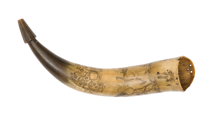 Bonhams : A Rare American Colonial Cowhorn Powder-Horn Probably ...