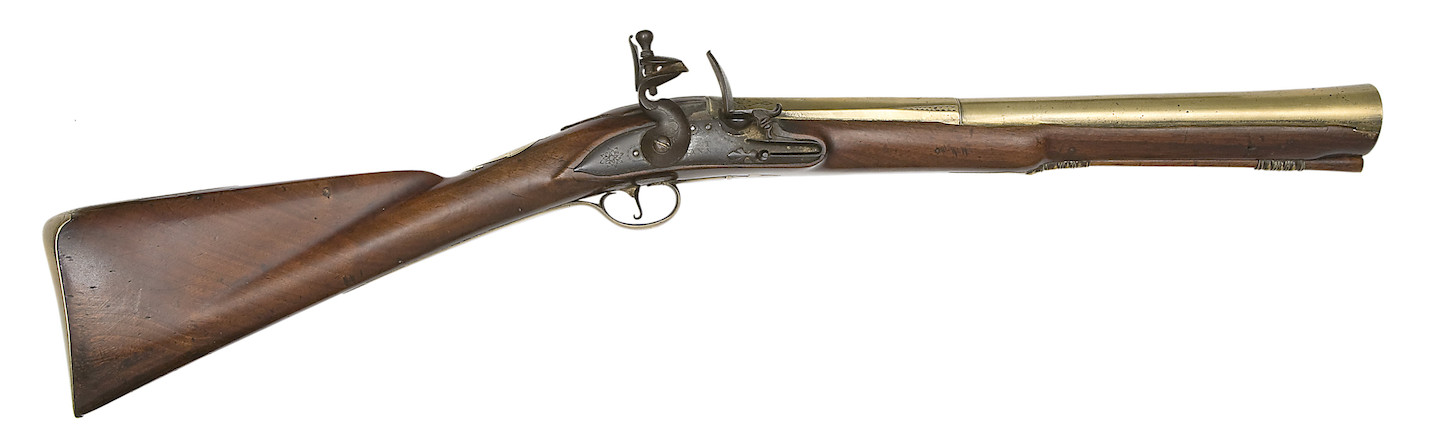 Massive Engraved British Brass Barreled Flintlock Blunderbuss