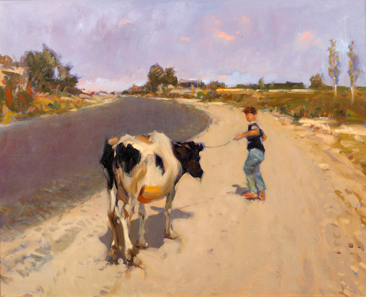 Bonhams : Ken Moroney (British, born 1949) Coaxing the cow, Turkey