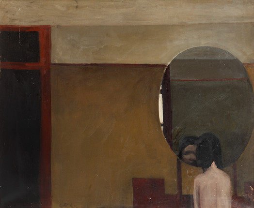 Bonhams : Lewin Bassingthwaite (1928-1983) Girl reflected in an oval mirror