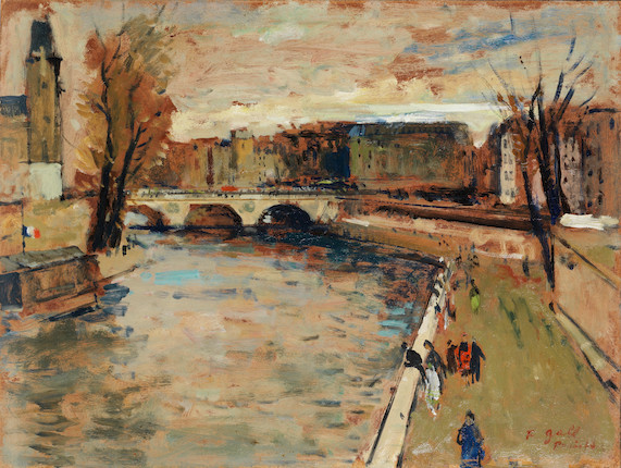 Bonhams : François Gall (French, 1912-1987) Vue du Pont Saint-Michel en ...