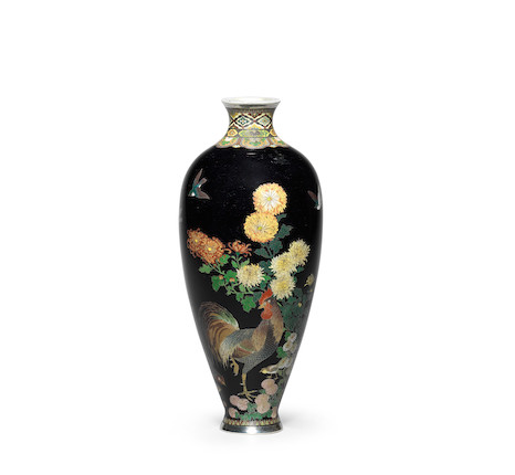 Bonhams : A cloisonné enamel slender ovoid vase By Namikawa Yasuyuki ...