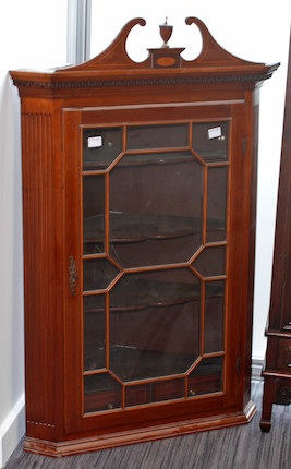 Bonhams : An Edwardian mahogany wall-hanging corner cupboard