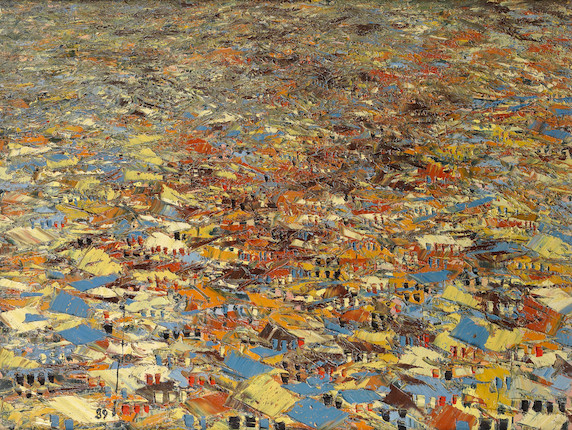 Prof. Ablade Glover (Ghanaian, born 1934) 'Orange Township' image 1