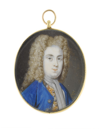 Bonhams : Bernard Lens (British, 1682-1740) A Gentleman, wearing blue ...