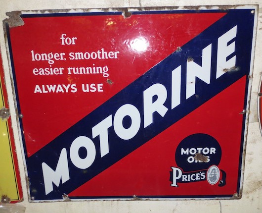 Bonhams : A Price's Motor Oils 'Motorine' enamel sign,