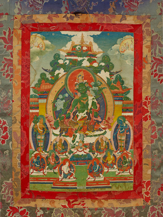 Bonhams : A Tibetan Thangka of Green Tara