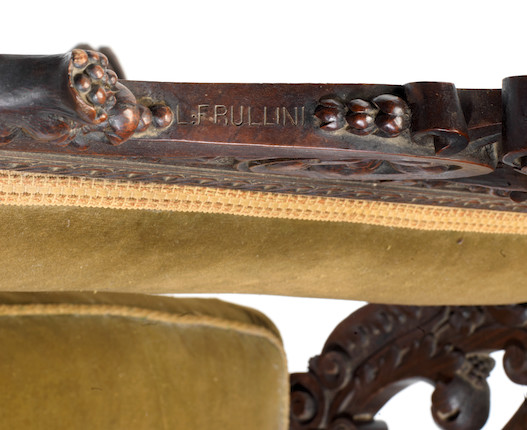 Louis XV style French arm chair with hoof foot in fruit wood.