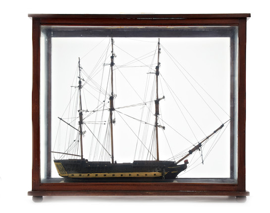 Bonhams : A cased waterline model of HMS Implacable 24x20x10ins ...