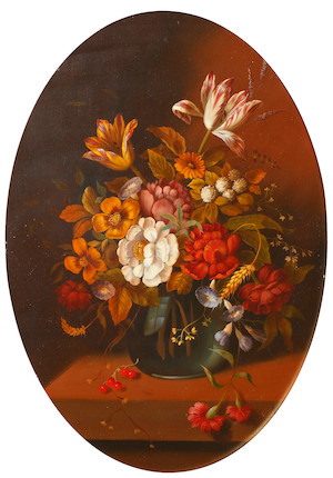 Bonhams : Continental School, 20th Century Vase of Summer flowers, a ...