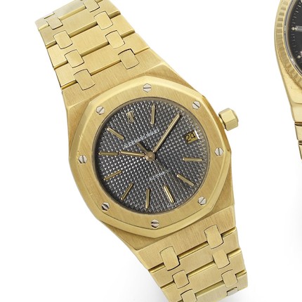 Bonhams : Audemars Piguet. An 18ct gold automatic calendar bracelet ...