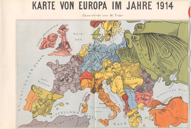 Bonhams : COMIC MAP - WORLD WAR I Karte von Europa im Jahre 1870 nach ...