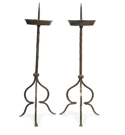 Pair of Gothic pricket candlesticks