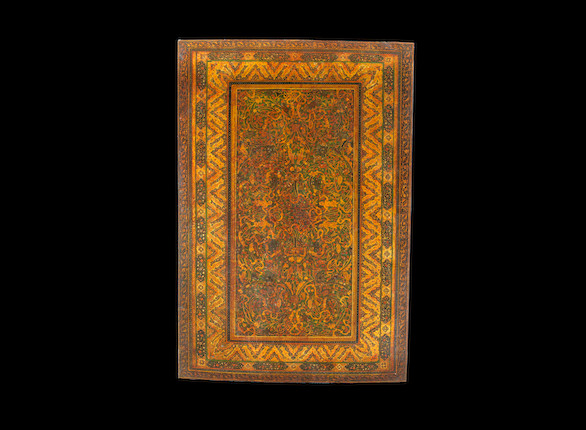 Bonhams A Large Qajar Lacquer Papier Mache Panel Persia Late 19th Century