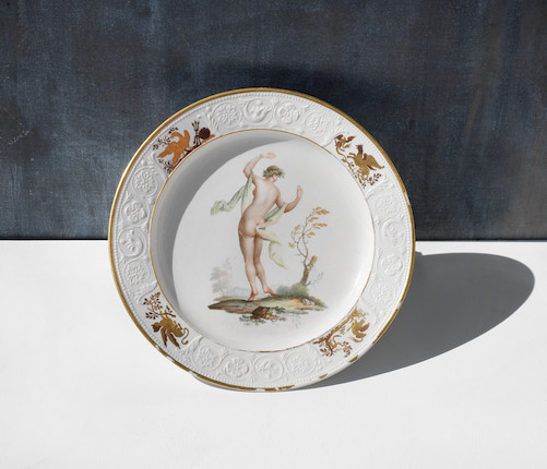 Bonhams : A very rare Naples, Real Fabbrica Ferdinandea plate from the ' Servizio Ercolanense', circa 1780-1782