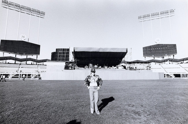 Elton John backstage at Dodger Stadium, 1975