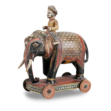 Bonhams : A 19th century Indian polychrome decorated elephant