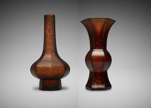 Bonhams Two Chinese Amber Glass Vases 2 9482