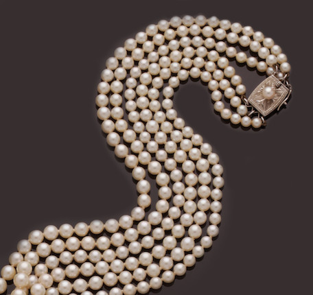 Mikimoto double strand pearl on sale necklace